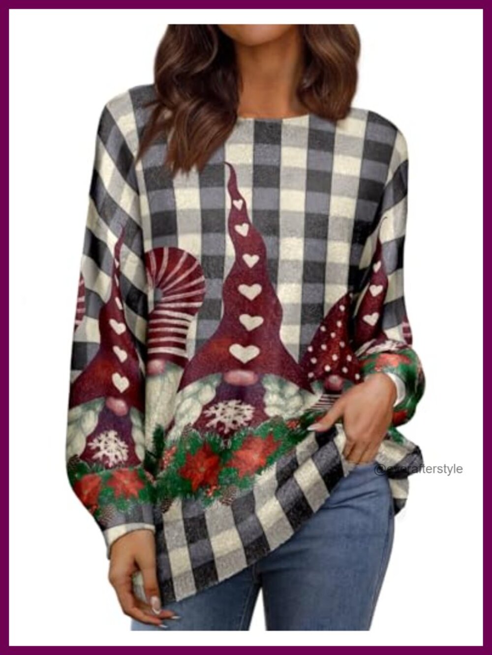 Womens Oversized Crewneck Graphic Knit Pullover Sweater Lightweight Fall Top